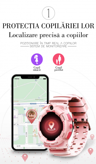 RESIGILAT Ceas inteligent (smartwatch) pentru copii Optimus AT FG-31 cu localizare prin GPS, ecran 1.4 inch, apelare video, camera, buton SOS, perimetru pink [4]