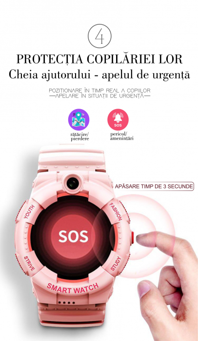 Ceas inteligent (smartwatch) pentru copii Optimus AT FG-31 cu localizare prin GPS, ecran 1.4 inch, apelare video, camera, buton SOS, perimetru pink [6]