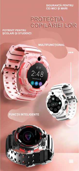 RESIGILAT Ceas inteligent (smartwatch) pentru copii Optimus AT FG-31 cu localizare prin GPS, ecran 1.4 inch, apelare video, camera, buton SOS, perimetru pink [2]