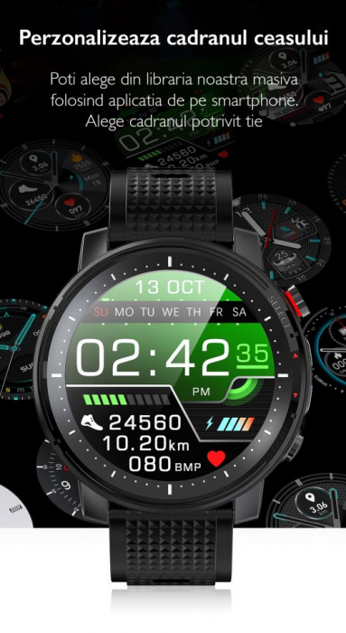 Ceas inteligent (smartwatch) sport Optimus AT L15 ecran cu touch 1.3 inch color HD, Sp02, puls, 10 moduri sport, notificari, black [8]
