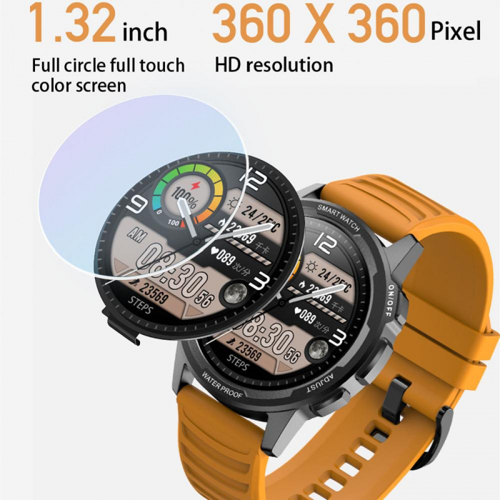 Ceas inteligent (smartwatch) sport Optimus AT L15 PRO ecran cu touch 1.3 inch color HD, Sp02, puls, 10 moduri sport, notificari, caramiziu [4]