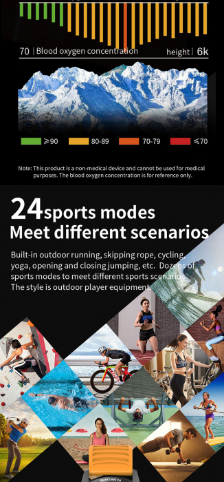 Ceas inteligent (smartwatch) sport Optimus AT L15 PRO ecran cu touch 1.3 inch color HD, Sp02, puls, 10 moduri sport, notificari, caramiziu [5]