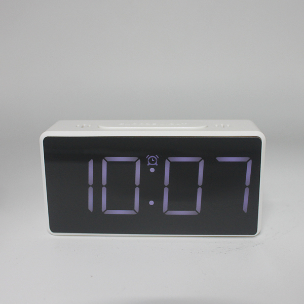 Ceas multifunctional cu design minimalist, model 8039 termometru, alarma, snooze, baterii / priza, alb [2]