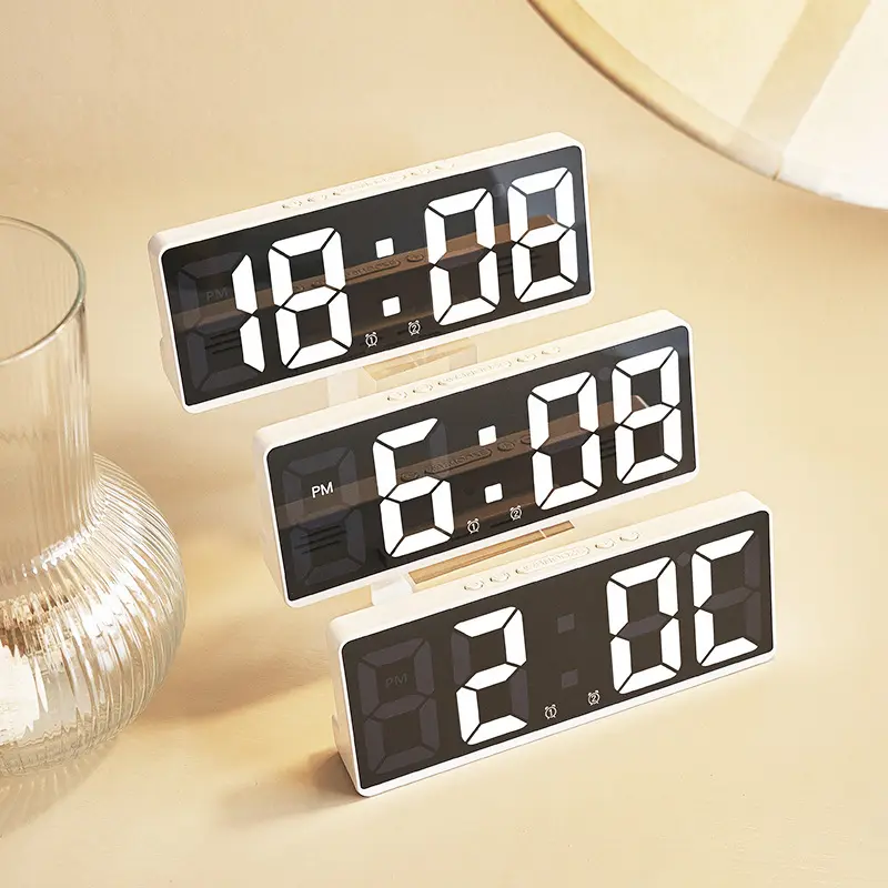 Ceas de interior cu design modern, activare vocala, iluminare discreta pe timp de noapte, 6628, temperatura, alarma, snooze, alb [2]