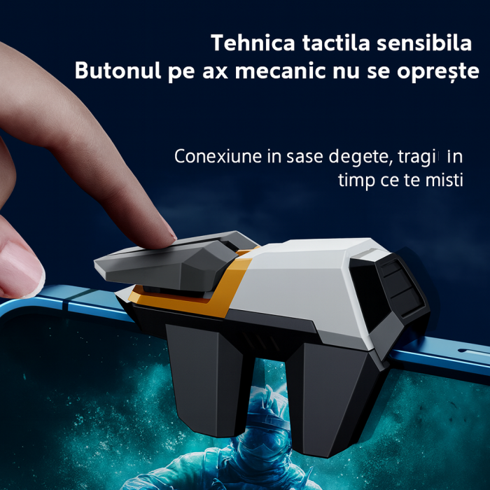 DY11 butoane metalice speciale de gaming, cu comanda dubla, 2 bucati, actionare tip click, pentru telefoane mobile, compatibile PUBG, ABS [7]