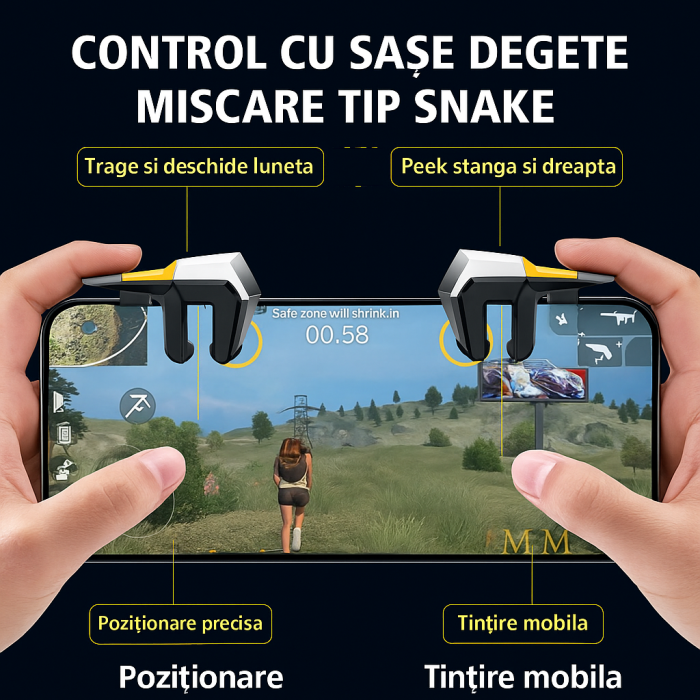 DY11 butoane metalice speciale de gaming, cu comanda dubla, 2 bucati, actionare tip click, pentru telefoane mobile, compatibile PUBG, ABS [8]