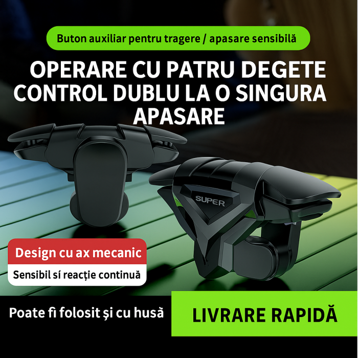 Butoane metalice speciale de gaming, DY 03, 2 bucati, actionare duala tip click, pentru telefoane mobile, compatibile shootere [2]