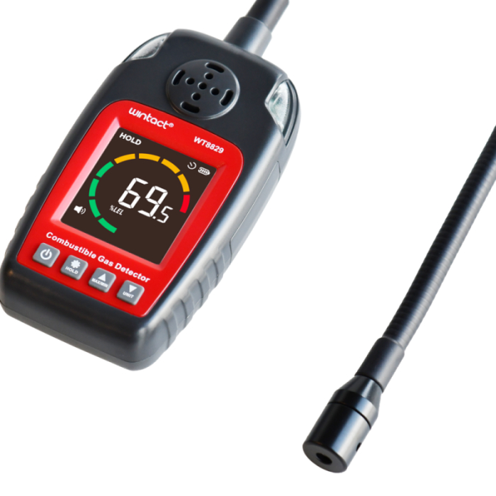 Detector scurgeri gaze combustibile Wintact WT8829, 0-100% LEL, senzor flexibil, metan, propan, butan, GPL, gaz natural, ecran LCD color, alarma sonora si vizuala [3]