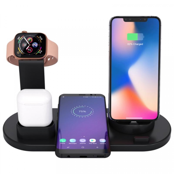 Statie de incarcare multifunctionala 10W, QI, lightning, type C, micro USB [5]