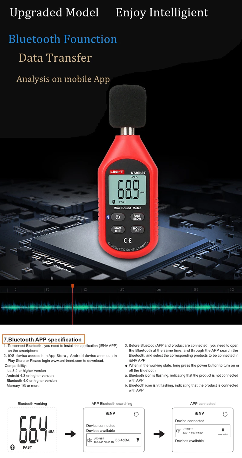 Sonometru din gama mini UNI-T 353BT, cu bluetooth, descarcare date in telefon [8]