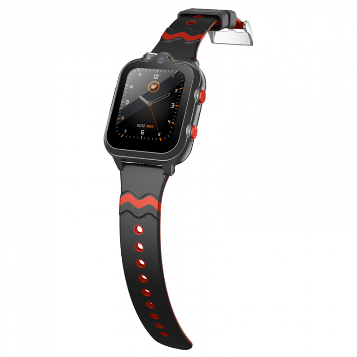 FG45 Ceas cu Android pentru copii, ecran 1.69 inch cu apelare audio, video, 4G, GPS, (smartwatch) negru/rosu [4]