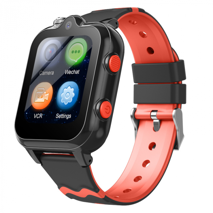 FG45 Ceas cu Android pentru copii, ecran 1.69 inch cu apelare audio, video, 4G, GPS, (smartwatch) negru/rosu [2]