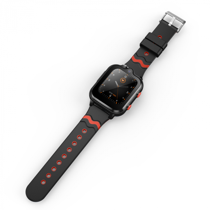 FG45 Ceas cu Android pentru copii, ecran 1.69 inch cu apelare audio, video, 4G, GPS, (smartwatch) negru/rosu [5]