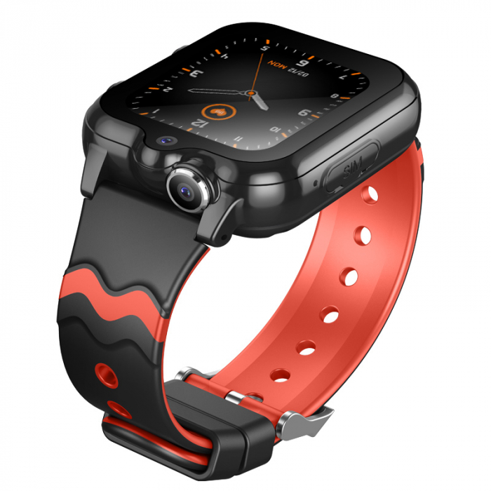 FG45 Ceas cu Android pentru copii, ecran 1.69 inch cu apelare audio, video, 4G, GPS, (smartwatch) negru/rosu [6]