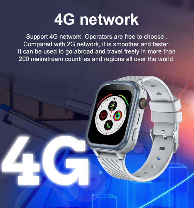 FG60 Ceas cu Android pentru copii, ecran 1.83 inch cu apelare audio, video, 4G, GPS, (smartwatch) roz [10]