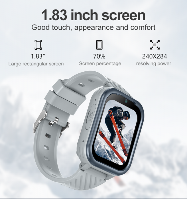 FG60 Ceas cu Android pentru copii, ecran 1.83 inch cu apelare audio, video, 4G, GPS, (smartwatch) negru [8]