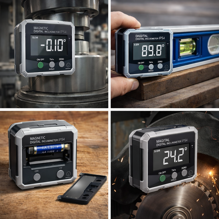 Inclinometru digital Optimus AT 838, goniometru profesional, baza magnetica, precizie ±0.1°, afisaj rotativ, MINI 5 cm, gri [6]