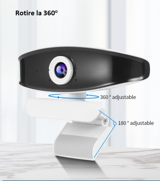 Camera WEB cu microfon Optimus AT A209i, rezolutie full-HD, 2mpx, rotire 360, prinderi multiple, negru/alb [2]