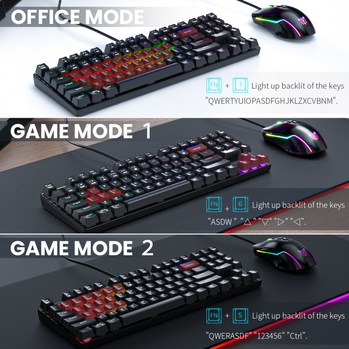 Set gaming profesional tastatura G26 si mouse CW905 Onikuma RGB [5]