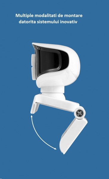 Camera WEB cu microfon Optimus AT A209i, rezolutie full-HD, 2mpx, rotire 360, prinderi multiple, negru/alb [4]