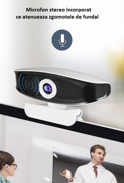 Camera WEB cu microfon Optimus AT A209i, rezolutie full-HD, 2mpx, rotire 360, prinderi multiple, negru/alb [3]
