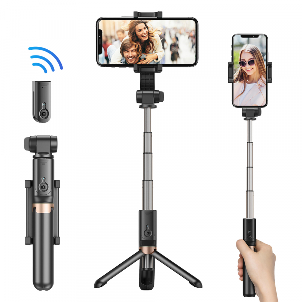 Stabilizator gimbal cu telecomanda, brat extensibil si trepied, selfie stick negru [5]