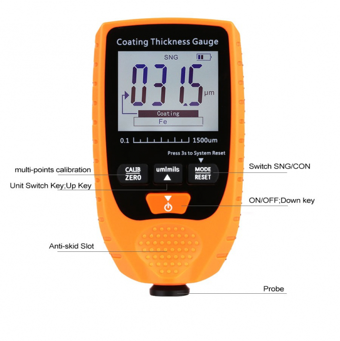 Tester profesional strat de vopsea - interval 0-1500 µm, precizie 3%+2µm, Optimus AT 998 [6]