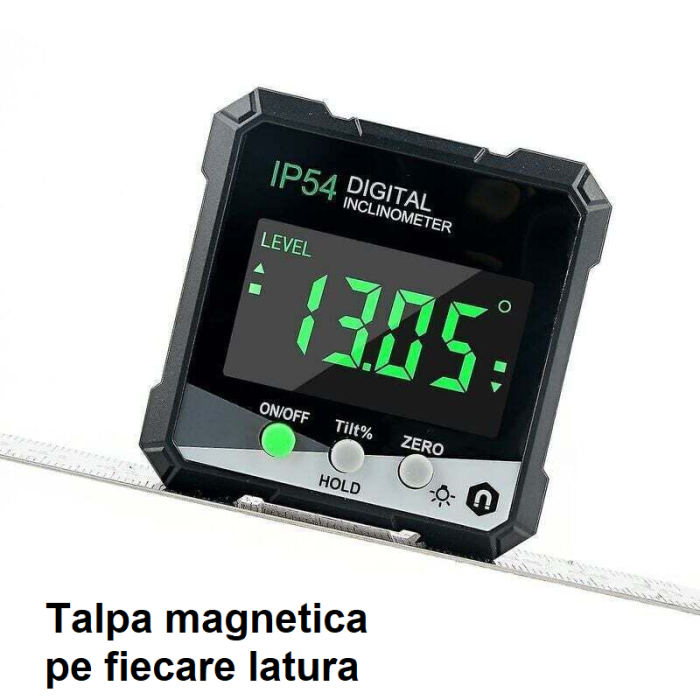 Inclinometru digital Optimus AT 838, goniometru profesional, baza magnetica, precizie ±0.1°, afisaj rotativ, MINI 5 cm, negru [4]