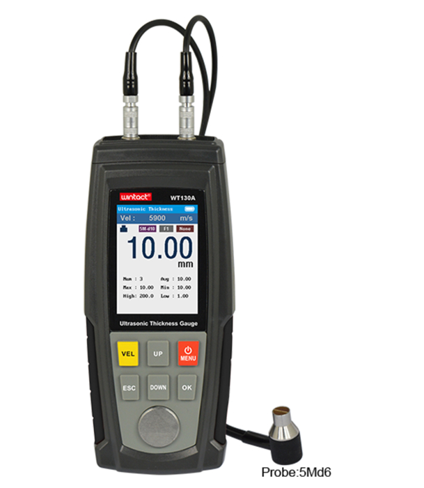 Aparat de masurat grosimea cu ultrasunete Wintact WT130A, 1–300 mm, ecran color, memorie 1500 valori, sonda inclusa [5]