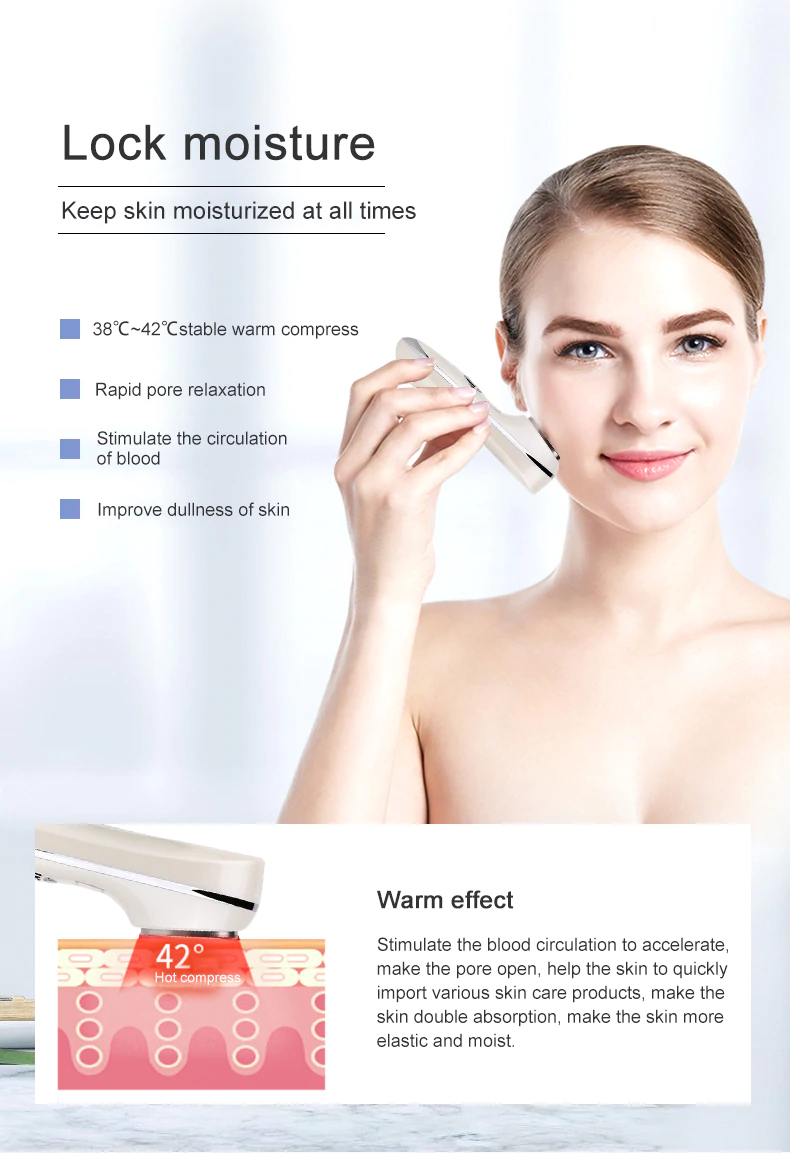 Instrument de înfrumusețare multifunctional cu ultrasunete Optimus AT Skin™  OFY-7901  cu vibratii la cald si rece pentru infrumusetarea si tratarea diverselor probleme ale pielii, Alb [4]