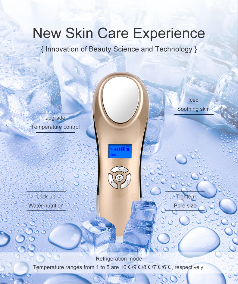 Instrument de înfrumusețare multifunctional cu ultrasunete Optimus AT Skin™  OFY-7901  cu vibratii la cald si rece pentru infrumusetarea si tratarea diverselor probleme ale pielii, Gold [5]