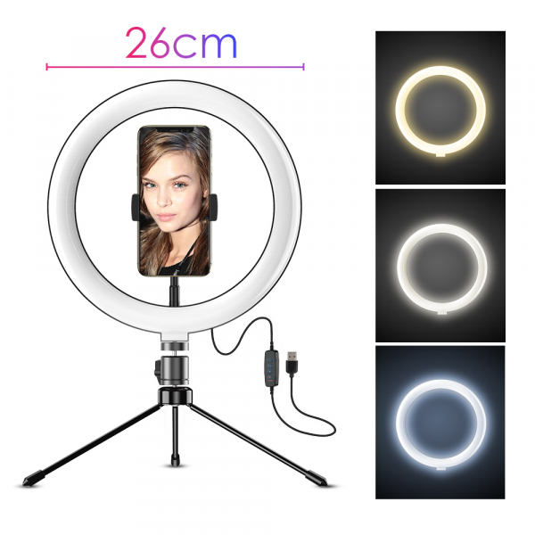 Kit starter vlogging premium pentru birou - suport telefon + lampa circulara fotografica, JJ13Y [3]