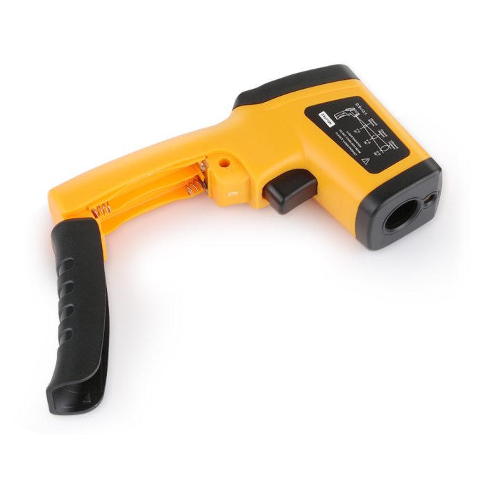 Termometru industrial cu laser tip pistol, fara contact, interval -50°C pana la +550°C, afisaj luminat, pirometru, portocaliu negru [3]