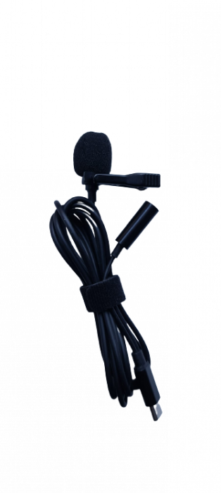 Microfon tip lavaliera cu mufa Type C si jack 3.5mm, directional, cu atenuator zgomotor de fundal [9]