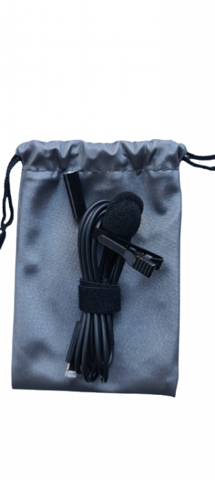 Microfon tip lavaliera cu mufa Lightning (Apple iPhone) si jack 3.5mm, directional, cu atenuator zgomotor de fundal [9]