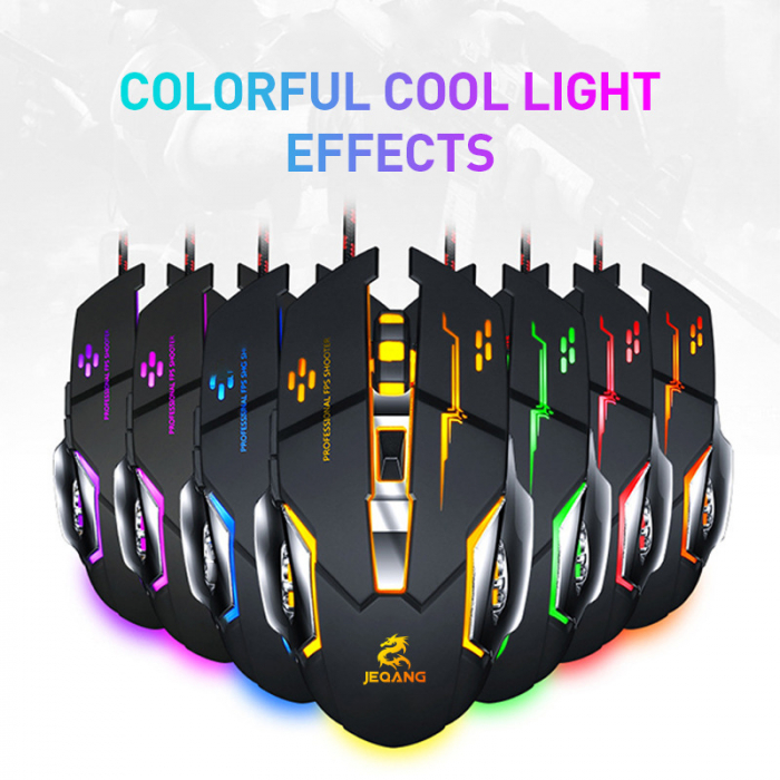 Mouse Gaming cu baza metalica, JM-520, 6 butoane, RGB, DPI reglabil, negru [5]