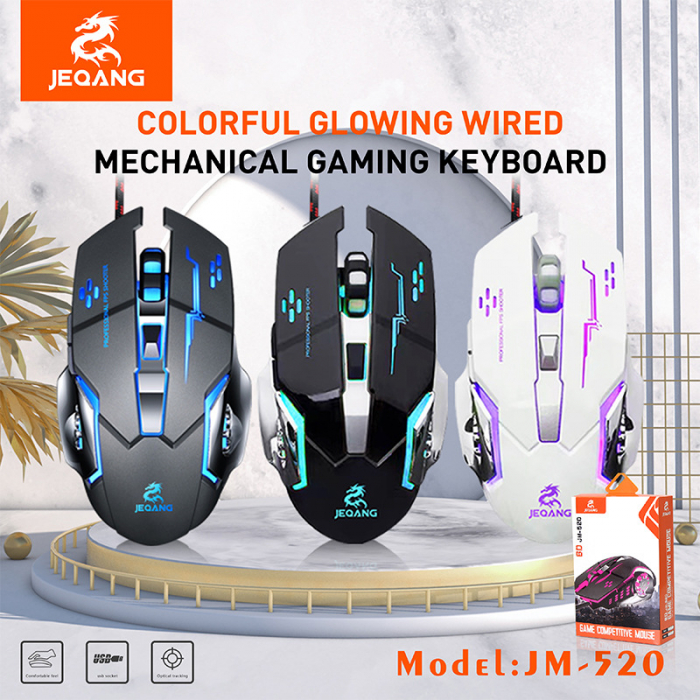 Mouse Gaming cu baza metalica, JM-520, 6 butoane, RGB, DPI reglabil, negru [2]
