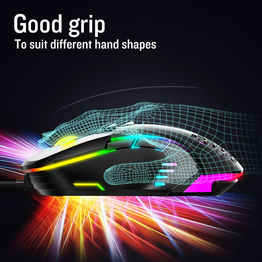 Mouse Gaming Onikuma 902, pe fir, 800-6400 dpi, LED RGB, negru [8]