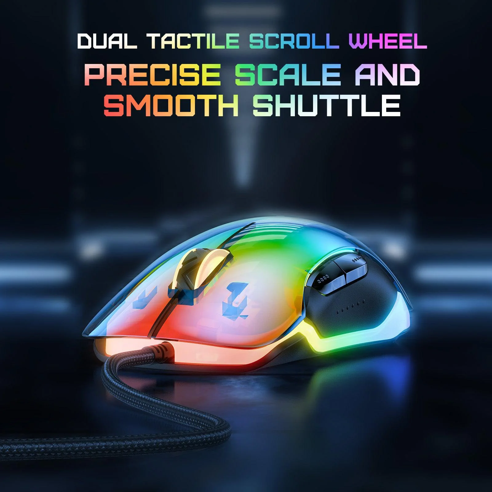 Mouse Gaming Onikuma 925, pe fir, 800-12800 dpi, LED RGB, transparent - negru [6]