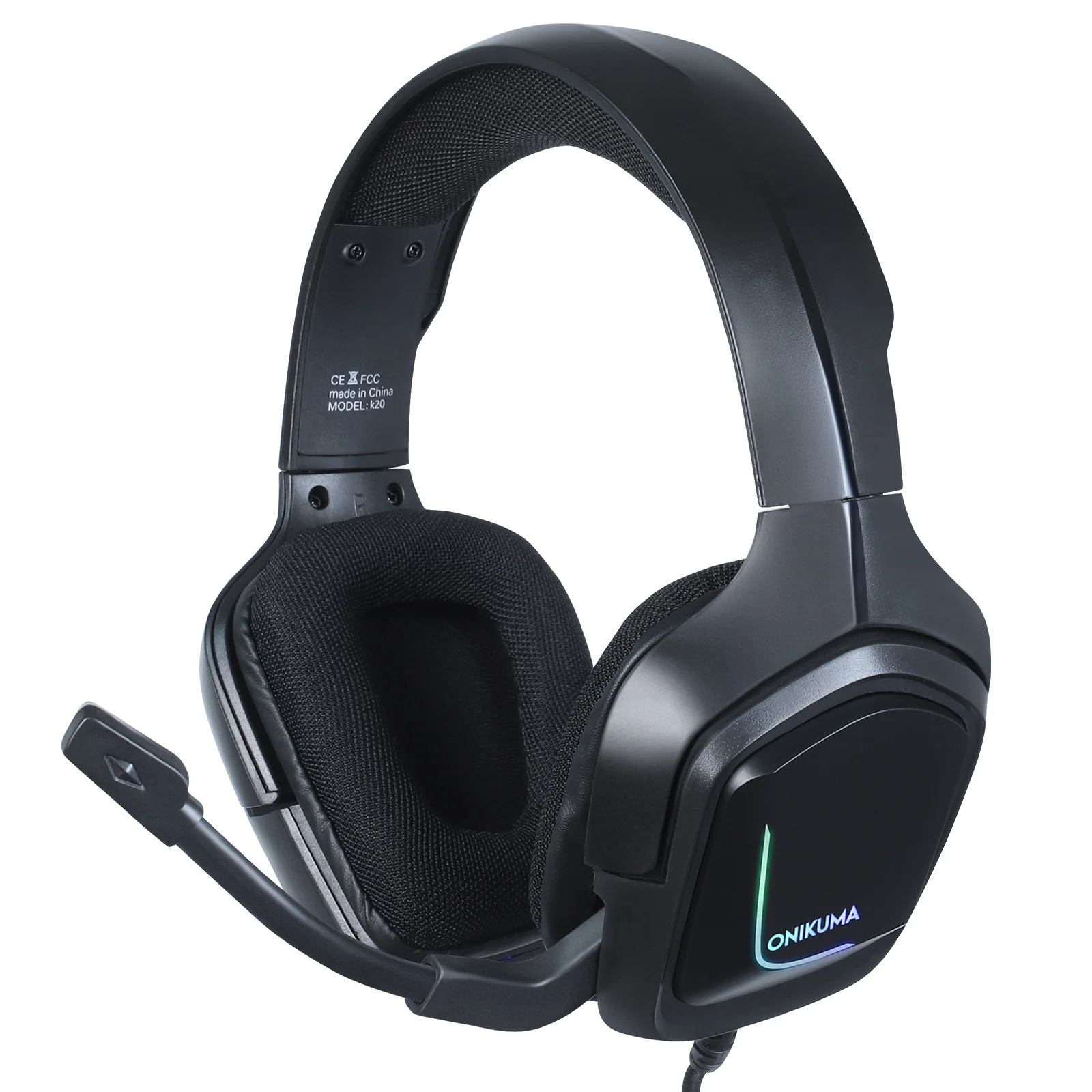 Casti Gaming Onikuma K20 Profesionale, Iluminare RGB, Microfon Noise Cancelling, Zero Ear Pressure, Multi Platform - Negru [5]