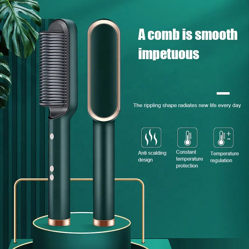 Perie electrica pentru indreptat parul, 130°C - 200°C pieptene pentru indreptat barba, [7]