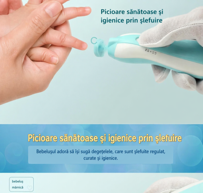Pila electrica unghii pentru nou-nascuti si bebelusi, nail trimmer, albastru [5]