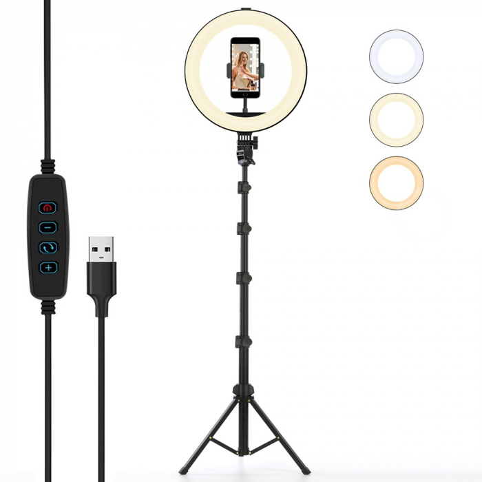 Set selfie ring 10 inch, trepied telescopic 160cm, suport telefon [7]