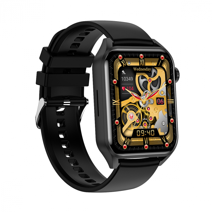 SmartWatch HK28 Negru, Ecran AMOLED, cu Apelare Bluetooth, Microfon, Difuzor, Puls, Monitorizare somn, Vreme, Calorii si Moduri sport silicon [3]