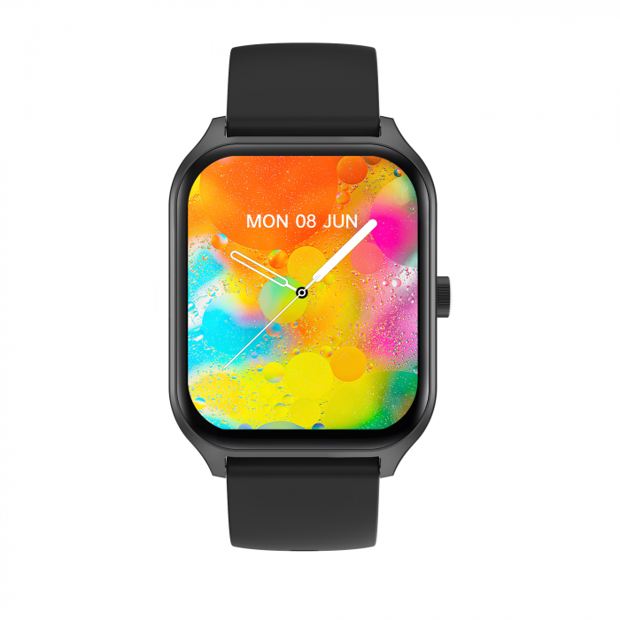 SmartWatch P58 Negru, Ecran 1.96 inch, cu Apelare Bluetooth, Microfon, Difuzor, Puls, Monitorizare somn, Calorii si Moduri sport silicon, black [2]