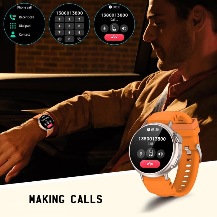 SmartWatch GT88, Ecran 1.52 inch, cu Apelare Bluetooth, Microfon, Difuzor, Puls, Monitorizare somn, Calorii si Moduri sport silicon, Portocaliu [6]