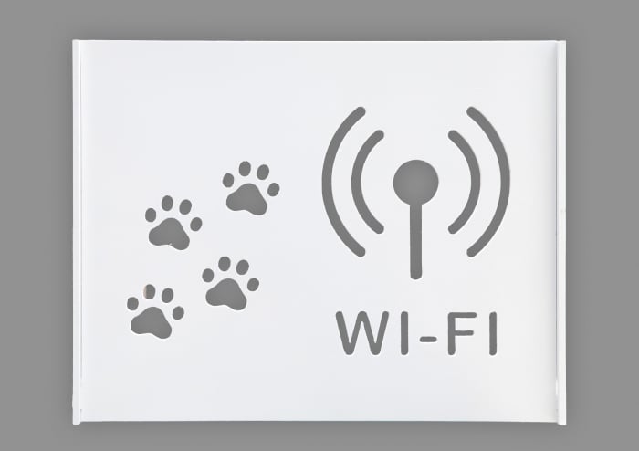 Suport Router Wireless Cat 60 x 40 x 10 cm, alb, pentru mascare fire si echipament Wi-Fi, cu posibilitate montare pe perete Optimus AT Home [2]