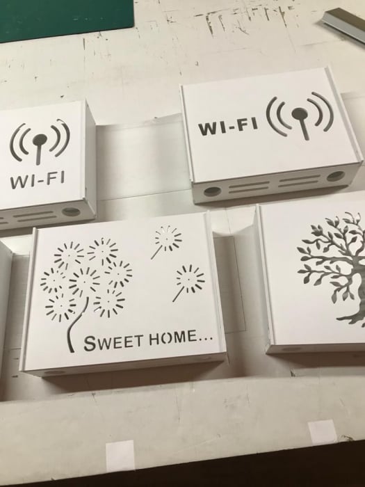 Suport Router Wireless WIFI 60 x 40 x 10 cm, alb, pentru mascare fire si echipament Wi-Fi, cu posibilitate montare pe perete Optimus AT Home [5]