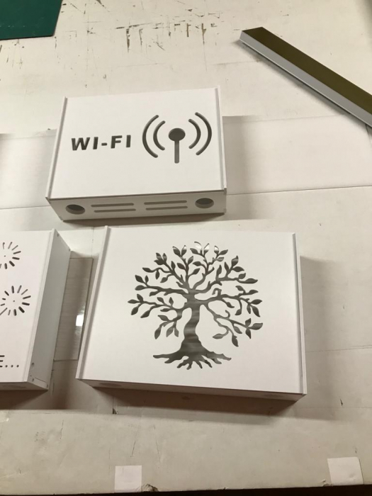 Suport Router Wireless Tree 36x28x9 cm, alb, pentru mascare fire si echipament Wi-Fi, cu posibilitate montare pe perete Optimus AT Home [4]