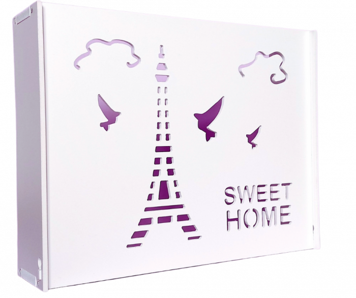Suport Router Wireless Paris 36x28x9 cm, alb, pentru mascare fire si echipament Wi-Fi, cu posibilitate montare pe perete Optimus AT Home [2]